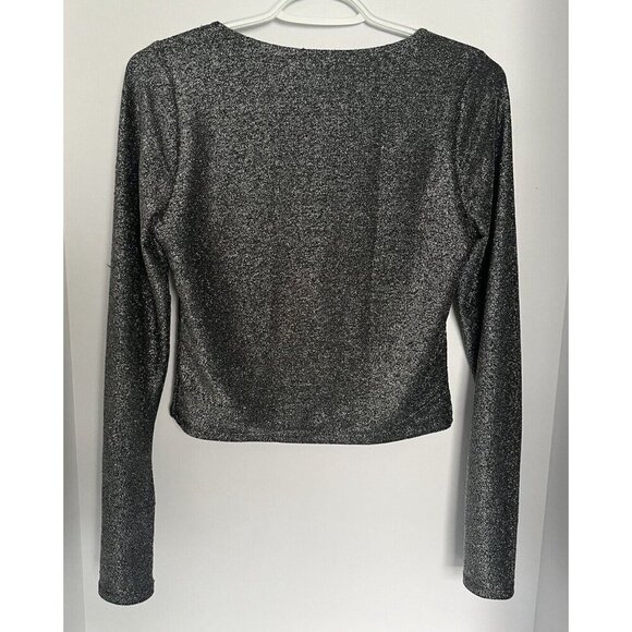 Sincerely Jules Top Women’s M Silver Glitter Square Neckline Style T58459 - Picture 2 of 6